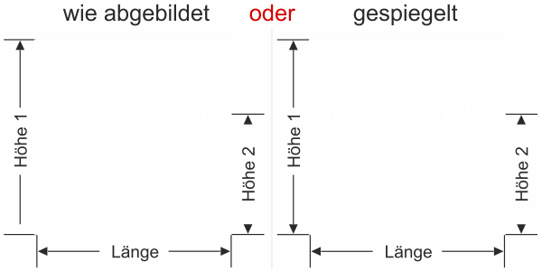 Preview: Glasfolie Sichtschutz Praxis - Ansicht Ausrichtung mit Farbauswahl Vorschlag 2