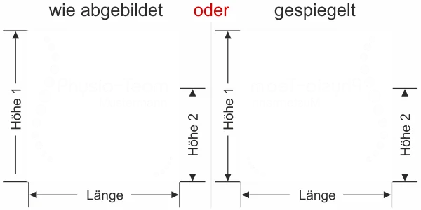 Glasfolie Sichtschutz Praxis - Ansicht Ausrichtung mit Farbauswahl Vorschlag 2
