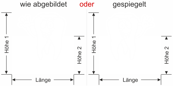 Preview: Glasfolie Zahnarztpraxis - Ansicht Ausrichtung mit Farbauswahl Vorschlag 1