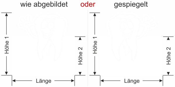Glasfolie Zahnarztpraxis - Ansicht Ausrichtung mit Farbauswahl Vorschlag 1