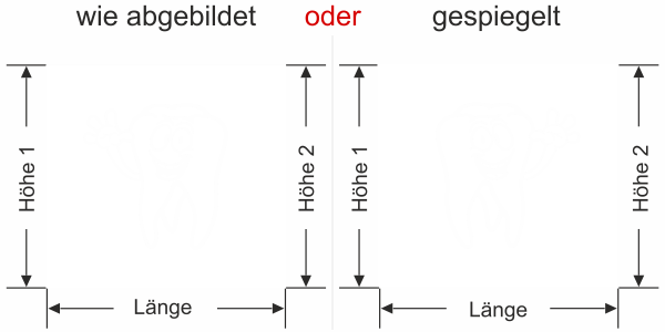 Preview: Glasfolie Zahnarztpraxis - Ansicht Ausrichtung mit Farbauswahl Vorschlag 2