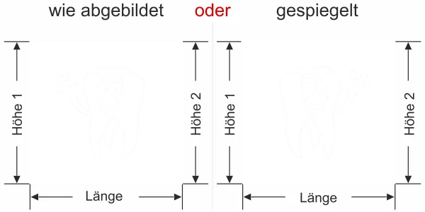 Glasfolie Zahnarztpraxis - Ansicht Ausrichtung mit Farbauswahl Vorschlag 2
