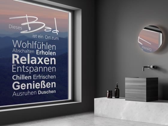 Preview: Glasschrift Dieses Bad
