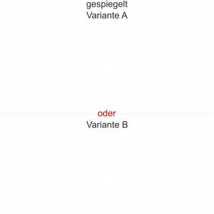 Preview: Aufkleber für Glas München - Ansicht Ausrichtung und Farbauswahl
