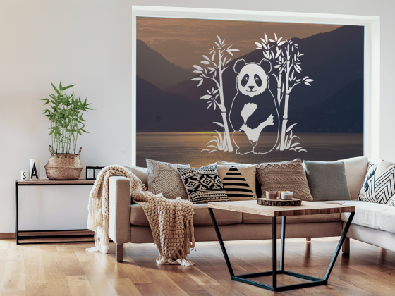 Preview: Glastattoo Bambus mit Pandabär