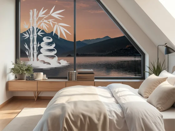 Glastattoo Bambusstängel mit Zen Steinen