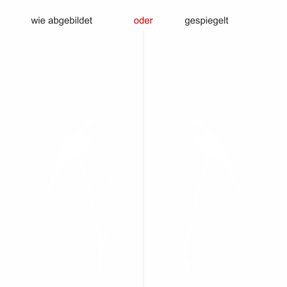 Preview: Glastattoo Bambuszweig mit Vogel - Ansicht Ausrichtung und Farbauswahl