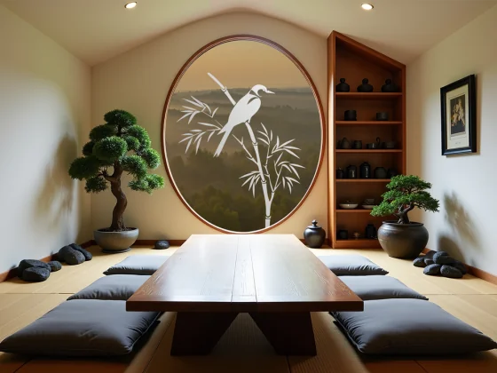 Glastattoo Bambuszweig mit Vogel