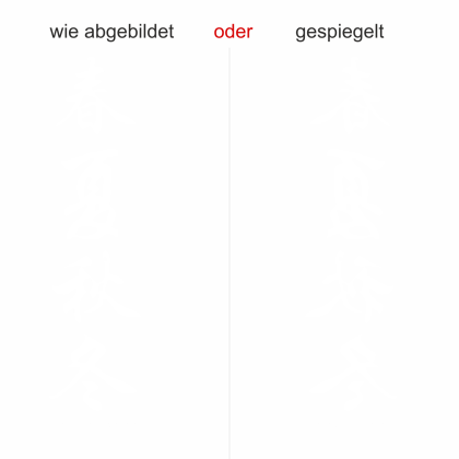 Preview: Glastattoo Chinesisches Zeichen Jahreszeiten - Ansicht Ausrichtung mit Farbauswahl