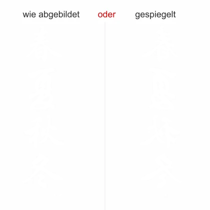 Glastattoo Chinesisches Zeichen Jahreszeiten - Ansicht Ausrichtung mit Farbauswahl