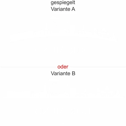 Fensteraufkleber mit Skyline von Dortmund - Ansicht Ausrichtung mit Farbauswahl und Variante