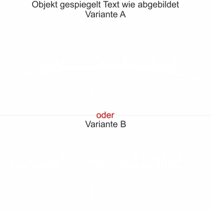 Konturgeschnittene Milchglasfolie mit Silhouette von Duisburg - Ansicht Ausrichtung mit Farbauswahl und Variante