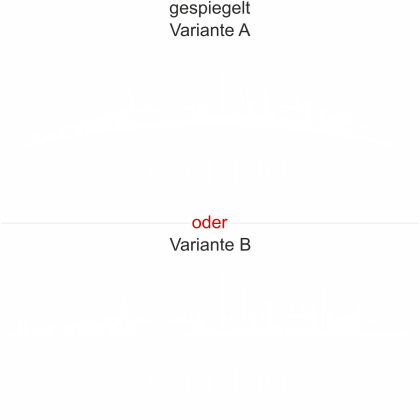 Preview: Konturgeschnittene Milchglasfolie mit Silhouette von Duisburg - Ansicht Ausrichtung mit Farbauswahl und Variante
