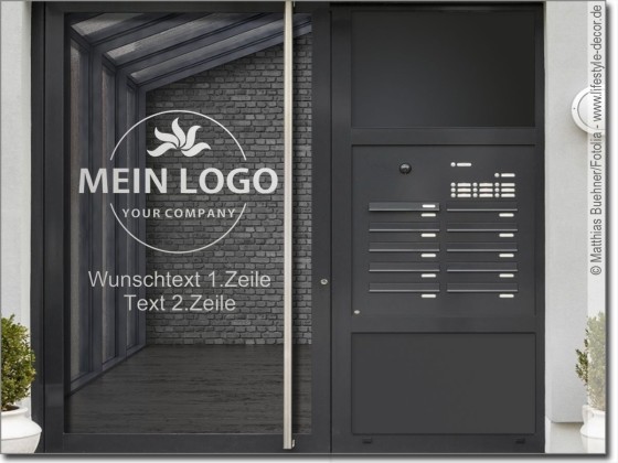 Preview: Glastattoo Eigenes Logo mit Wunschtext