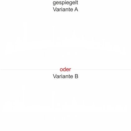 Preview: Umrisse von Hannover als Glastattoo - Ansicht Ausrichtung mit Farbauswahl und Variante