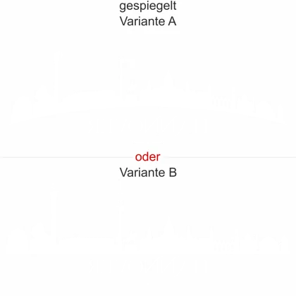Umrisse von Hannover als Glastattoo - Ansicht Ausrichtung mit Farbauswahl und Variante