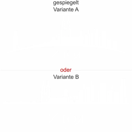 Fensteraufkleber Köln - Ansicht Ausrichtung mit Farbauswahl und Variante