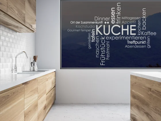 Glasfolie mit Begriffen zum Thema Küche