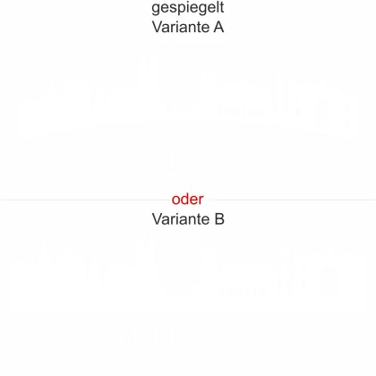 Aufkleber für Glas mit der Sykline von Magdeburg - Ansicht Ausrichtung mit Farbauswahl und Variante