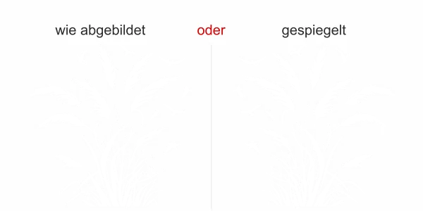 Glastattoo Pampasgras und Vögel im Wind - Ansicht Ausrichtung und Farbauswahl