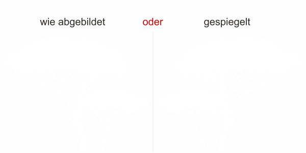 Preview: Aufkleber Glas Savannenbaum - Ansicht Ausrichtung und Farbauswahl