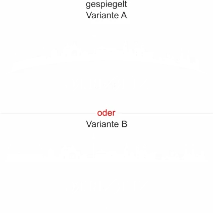 Aufkleber für Glas mit der Sykline von Nürnberg - Ansicht Ausrichtung und Farbauswahl