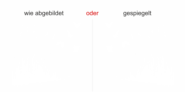 Preview: Glastattoo Ufergräser und Störche - Ansicht Ausrichtung und Farbauswahl