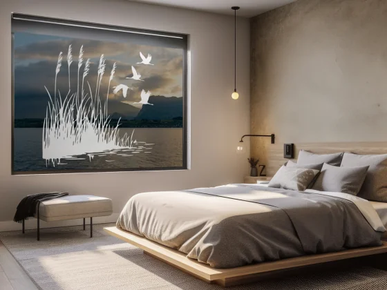 Glastattoo Ufergräser und Störche