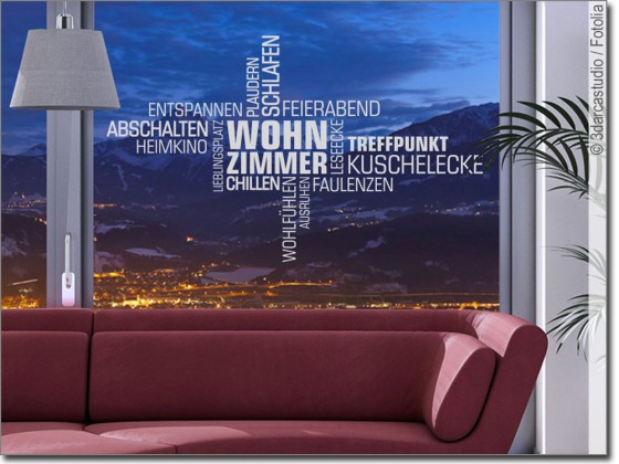 Preview: Glastattoo Wortwolke Wohnzimmer Preview: Glastattoo Wortwolke Wohnzimmer
