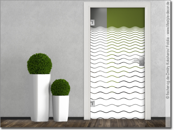 Preview: Glastür Milchgalsfolie Wellendesign