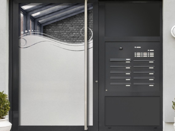 Preview: Glastür Milchgalsfolie Ornament Wellen