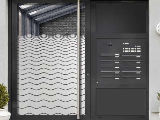 Preview: Glastür Milchgalsfolie Wellendesign