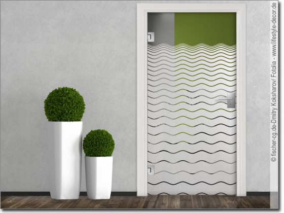 Preview: Glastür Milchgalsfolie Wellendesign