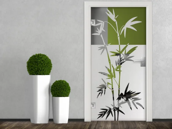 Glastür Milchglasfolie Bambuszweige