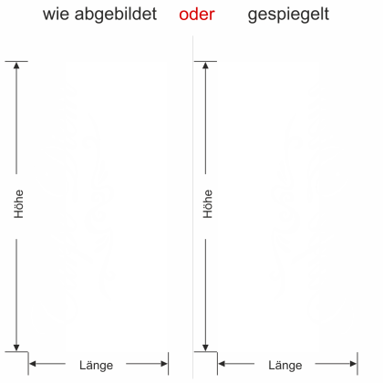 Preview: Glastür Milchglasfolie Carpe Diem Eleganz - Ansicht Ausrichtung und Farbauswahl
