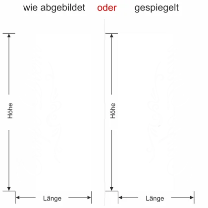 Glastür Milchglasfolie Carpe Diem Eleganz - Ansicht Ausrichtung und Farbauswahl
