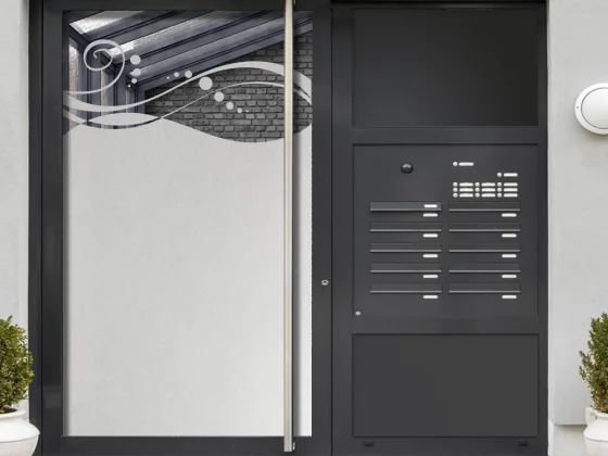 Glastür Milchglasfolie Design auf Haustür