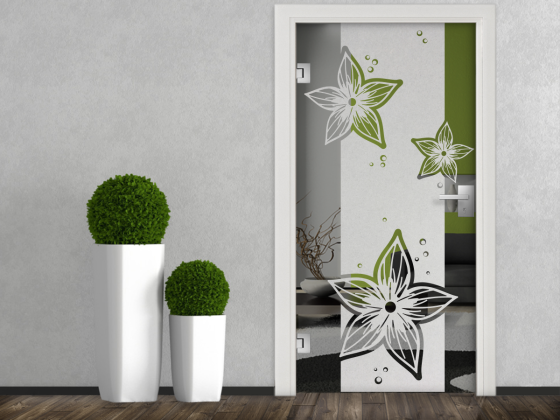 Preview: Glastür Milchglasfolie Fleurs
