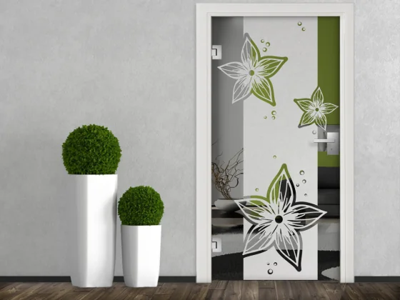 Glastür Milchglasfolie Fleurs