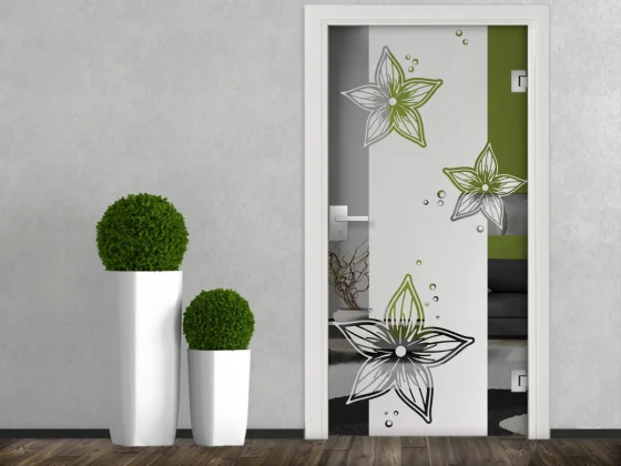 Glastür Milchglasfolie Fleurs
