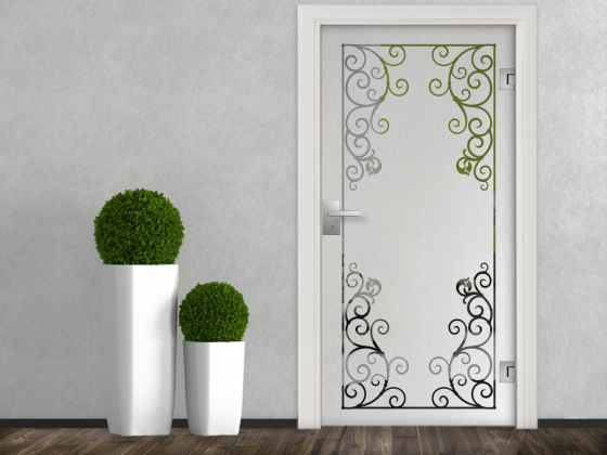 Preview: Glastür Milchglasfolie Klassischer Rahmen