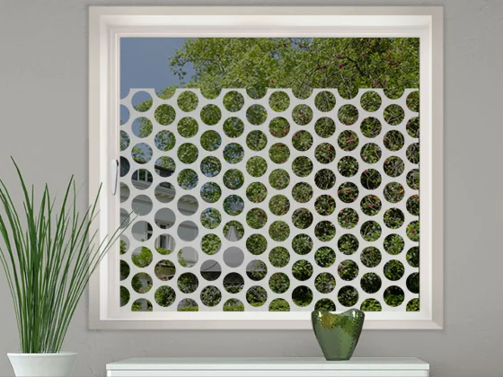 Glastür Milchglasfolie Kreismuster auf Fenster