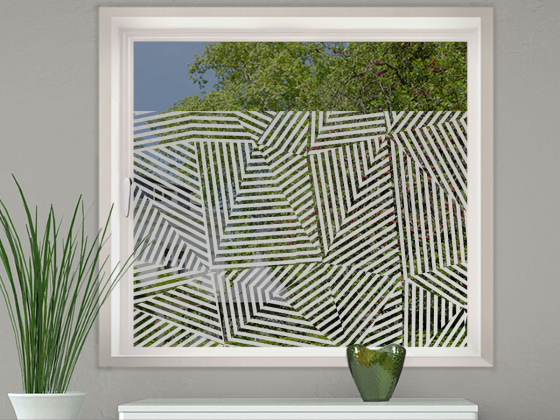Preview: Glastür Milchglasfolie Linienmosaik auf Fenster