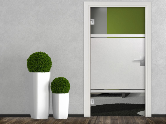 Glastür Milchglasfolie mit zwei Streifen