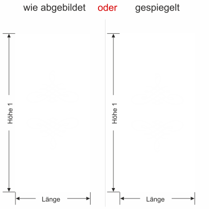 Preview: Glastür Milchglasfolie Noblesse - Ansicht Ausrichtung mit Farbauswahl