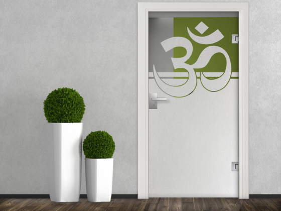 Glastür Milchglasfolie Om