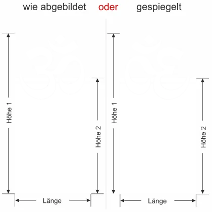 Glastür Milchglasfolie Om - Ansicht Ausrichtung mit Farbauswahl und Vorschlag 1