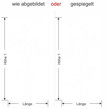 Glastür Milchglasfolie Pflanze - Ansicht Ausrichtung und Farbauswahl