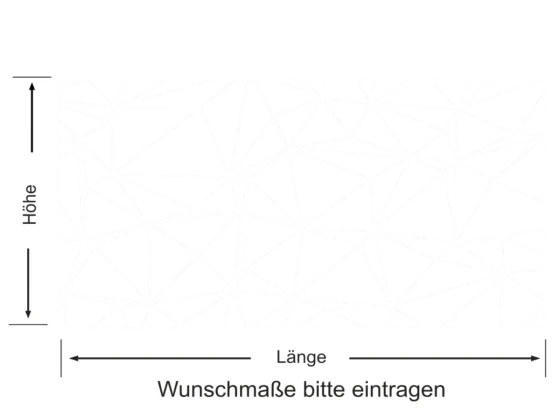 Glastür Milchglasfolie Polygonnetz - Ansicht Farbauswahl und Anleitung zur Größenberechnung