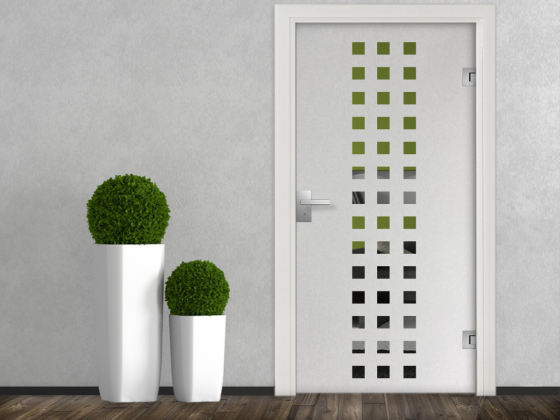 Preview: Glastür Milchglasfolie Quadrate